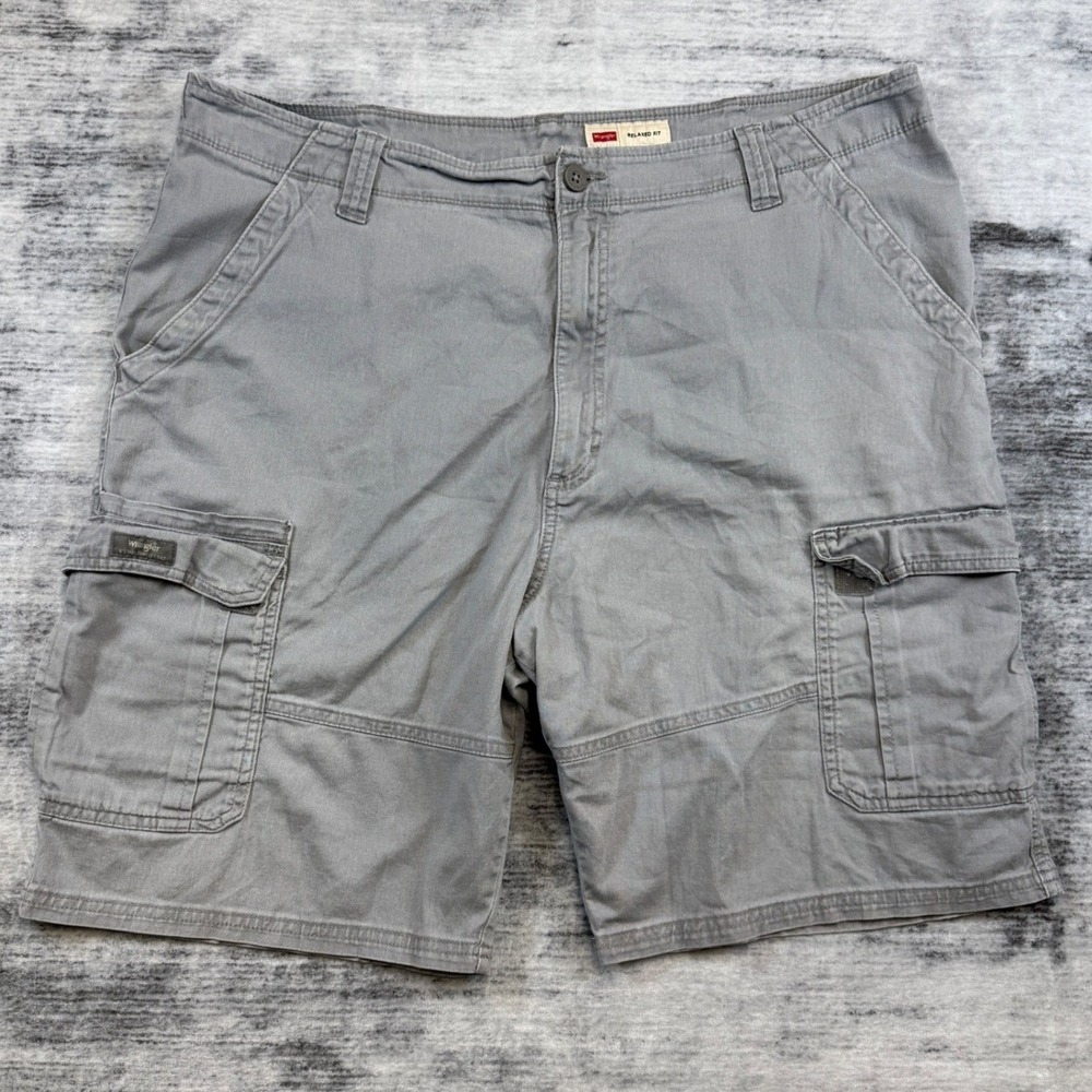 Wrangler Mens Relaxed Fit Cargo Shorts Gray Cotton Stretch‎ Size 40 Casual